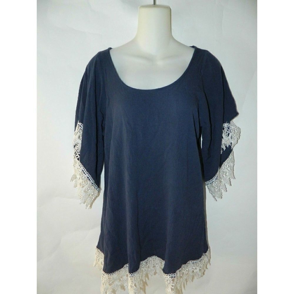 ‎Lucy Love Blue  Hippie Boho Blouse Small